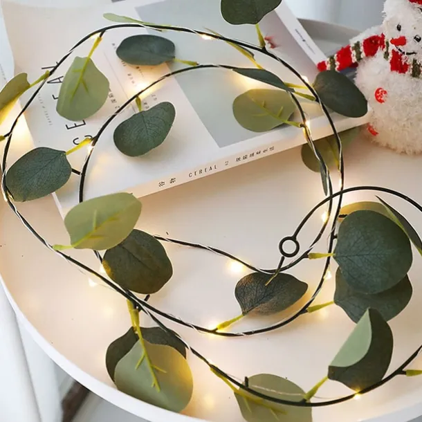 2M 20LEDs Eucalyptus Vine LED String Light Battery Operation Christmas Room Decoration Rattan Lights Valentine's Day Decoration Fairy Lights