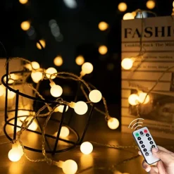 10m 80LEDs Globe String Lights Mini Ball with Remote Control LED Christmas Light Ball String Lights 10m 80LED 8 Modes Lighting Waterproof Fairy Lights Wedding Party Garden Bedroom Home Decoration