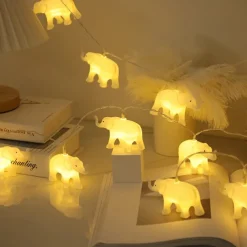 1.5m 10LEDs LED String Lights Elephant Animal Shaped Fairy String Lights Children's Room Decor Christmas Party Holiday Home Decoration Best Gift for Children
