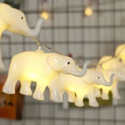 1.5m 10LEDs LED String Lights Elephant Animal Shaped Fairy String Lights Children's Room Decor Christmas Party Holiday Home Decoration Best Gift for Children