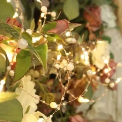 5m 50leds Pearl Wire Copper String Lights Battery Powered Fairy Lamp Christmas Wedding Party Home Garland Holiday Decoration