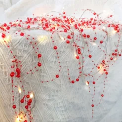 5m 50leds Pearl Wire Copper String Lights Battery Powered Fairy Lamp Christmas Wedding Party Home Garland Holiday Decoration