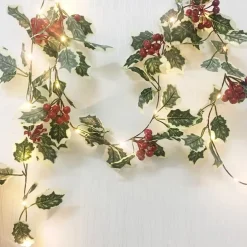 2M 20LEDs Red Berry String Lights Garland Handmade LED Ivy Leaf Copper Lights for Christsmas Gift Holiday Tree Home Decoration Lighting(without Battery)