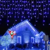 10M 400Leds Solar Icecle Curtain String Lights Christmas Outdoor Courtyard Garden Eaves Fence Stairs Festive Atmosphere Decorative Light String