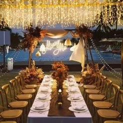 10M 400Leds Solar Icecle Curtain String Lights Christmas Outdoor Courtyard Garden Eaves Fence Stairs Festive Atmosphere Decorative Light String