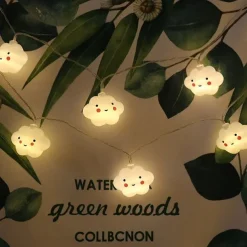 1.5M 3M Led String Holiday Lights Cute Cloud Christmas New Year Party Decor Fairy String Lights AA Battery Operated Warm White Xmas Lighting 10Leds 20Leds