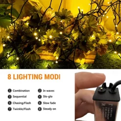 50M 100M Outdoor Waterproof Light String Festival Party Decorative Light 8-mode Iron Shell Waterproof Power Supply Garden Garden Garden Lighting Lamp 24V Low Voltage 1 set