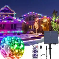 5M 10M USB Charging Remote Control Solar LED Lamp With Outdoor Lamp Led Lamp With Garden String Lamp Led Solar Street Garden Decoration Wreath Festival Party Atmosphere Lamp 1 set