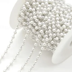 3M 3mm Pearl Copper Plated Chain Handmade Diy Jewelry Accessories Clothing Jewelry Materials Beaded PartitionBead Chain
