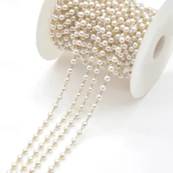 3M 3mm Pearl Copper Plated Chain Handmade Diy Jewelry Accessories Clothing Jewelry Materials Beaded PartitionBead Chain