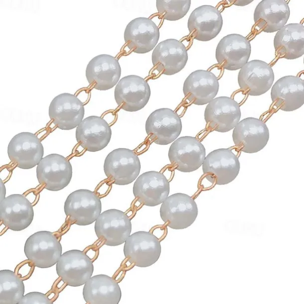 3M 3mm Pearl Copper Plated Chain Handmade Diy Jewelry Accessories Clothing Jewelry Materials Beaded PartitionBead Chain