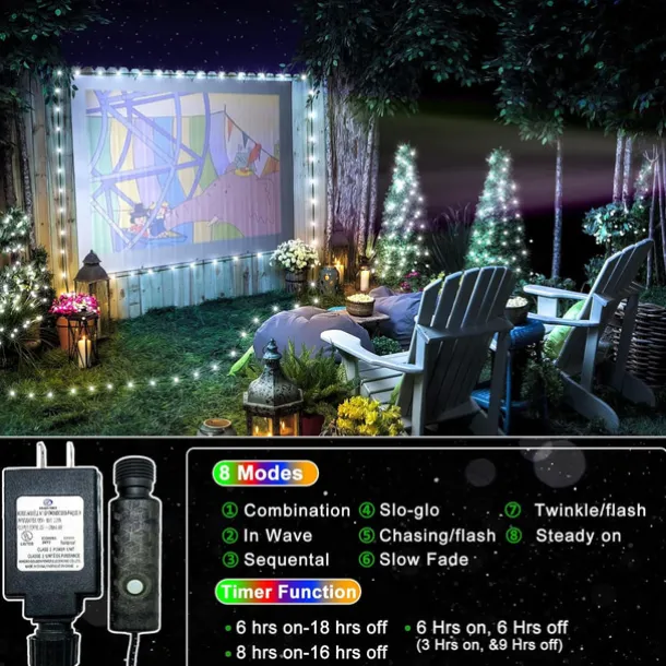 100m Outdoor Waterproof LED Light Strips String Lights Christmas String Lights 1000 LEDs 329FT White Creative String Lights Holiday Lights Party Holiday Wedding 29V