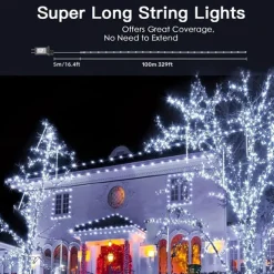 100m Outdoor Waterproof LED Light Strips String Lights Christmas String Lights 1000 LEDs 329FT White Creative String Lights Holiday Lights Party Holiday Wedding 29V