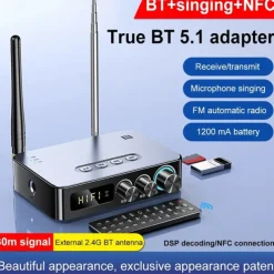 M9 Pro Bluetooth 5.1 Audio Receiver Transmitter 3.5mm Aux Wireless Music Adapter U Disk/TF Card FM Radio Player DAC Converter