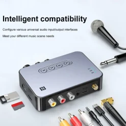 M9 Pro Bluetooth 5.1 Audio Receiver Transmitter 3.5mm Aux Wireless Music Adapter U Disk/TF Card FM Radio Player DAC Converter