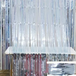 2*2m Rain Silk Curtain New House Tied with Wedding Room Hanging Curtain Romantic and Beautiful Wedding Banquet Colorful Strips Proposal Scenery Aluminum Foil Strip T-Table Decoration