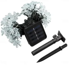 5m Solar Cherry Blossom String Lights,20 LEDs Waterproof Christmas String Lights, Warm White/RGB/Blue Garden Lights for Christmas Outdoor Night Lighting