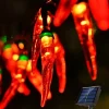 5/6.5/7m Solar Garden Chili Lights Outdoor Red Chili Pepper String Lights-Waterproof LED Kitchen Christmas Decorative Lights for Garden Lawn Patio Yard Home Party Porch Decor 5M 20LED/6.5M 30LED/7M 50LED