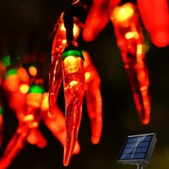 5/6.5/7m Solar Garden Chili Lights Outdoor Red Chili Pepper String Lights-Waterproof LED Kitchen Christmas Decorative Lights for Garden Lawn Patio Yard Home Party Porch Decor 5M 20LED/6.5M 30LED/7M 50LED