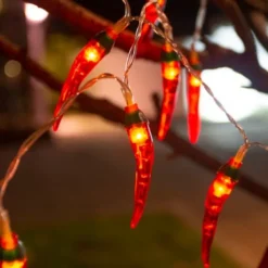 5/6.5/7m Solar Garden Chili Lights Outdoor Red Chili Pepper String Lights-Waterproof LED Kitchen Christmas Decorative Lights for Garden Lawn Patio Yard Home Party Porch Decor 5M 20LED/6.5M 30LED/7M 50LED