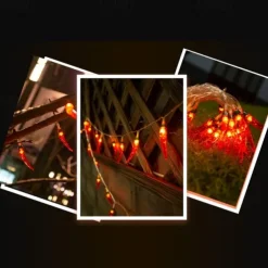 5/6.5/7m Solar Garden Chili Lights Outdoor Red Chili Pepper String Lights-Waterproof LED Kitchen Christmas Decorative Lights for Garden Lawn Patio Yard Home Party Porch Decor 5M 20LED/6.5M 30LED/7M 50LED