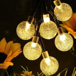 20M Solar LED Lantern String Lights, 200 Bubble Ball LEDs String, Waterproof Outdoor for Christmas Garden Decoration 1 Set