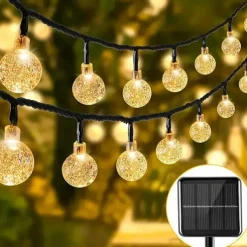 20M Solar LED Lantern String Lights, 200 Bubble Ball LEDs String, Waterproof Outdoor for Christmas Garden Decoration 1 Set