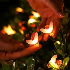 3M Solar Powered Bee String Lights, 20 LEDs Waterproof Outdoor Lights with Mounting Bracket for Christmas, Patio, Yard, Warm White, White Multicolor, Blue