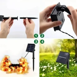 3M Solar Powered Bee String Lights, 20 LEDs Waterproof Outdoor Lights with Mounting Bracket for Christmas, Patio, Yard, Warm White, White Multicolor, Blue