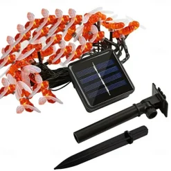 3M Solar Powered Bee String Lights, 20 LEDs Waterproof Outdoor Lights with Mounting Bracket for Christmas, Patio, Yard, Warm White, White Multicolor, Blue