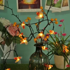 3M Solar Powered Bee String Lights, 20 LEDs Waterproof Outdoor Lights with Mounting Bracket for Christmas, Patio, Yard, Warm White, White Multicolor, Blue