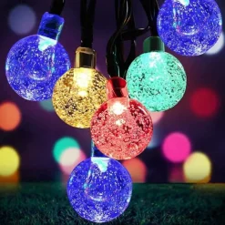 7m Solar String Lights 50 LEDs, EL 5mm, Warm White/Cold White/Blue, Solar-Powered Holiday Party Lights with Mounting Bracket for Christmas, Weddings, and Outdoor Events