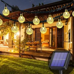 7m Solar String Lights 50 LEDs, EL 5mm, Warm White/Cold White/Blue, Solar-Powered Holiday Party Lights with Mounting Bracket for Christmas, Weddings, and Outdoor Events