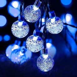 7m Solar String Lights 50 LEDs, EL 5mm, Warm White/Cold White/Blue, Solar-Powered Holiday Party Lights with Mounting Bracket for Christmas, Weddings, and Outdoor Events