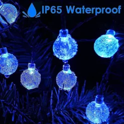 7m Solar String Lights 50 LEDs, EL 5mm, Warm White/Cold White/Blue, Solar-Powered Holiday Party Lights with Mounting Bracket for Christmas, Weddings, and Outdoor Events