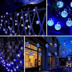 7m Solar String Lights 50 LEDs, EL 5mm, Warm White/Cold White/Blue, Solar-Powered Holiday Party Lights with Mounting Bracket for Christmas, Weddings, and Outdoor Events