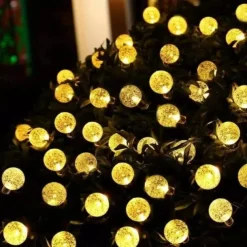 7m Solar String Lights 50 LEDs, EL 5mm, Warm White/Cold White/Blue, Solar-Powered Holiday Party Lights with Mounting Bracket for Christmas, Weddings, and Outdoor Events