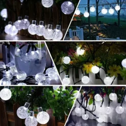 7m Solar String Lights 50 LEDs, EL 5mm, Warm White/Cold White/Blue, Solar-Powered Holiday Party Lights with Mounting Bracket for Christmas, Weddings, and Outdoor Events
