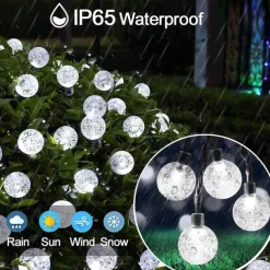 7m Solar String Lights 50 LEDs, EL 5mm, Warm White/Cold White/Blue, Solar-Powered Holiday Party Lights with Mounting Bracket for Christmas, Weddings, and Outdoor Events