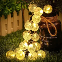 7m Solar String Lights 50 LEDs, EL 5mm, Warm White/Cold White/Blue, Solar-Powered Holiday Party Lights with Mounting Bracket for Christmas, Weddings, and Outdoor Events