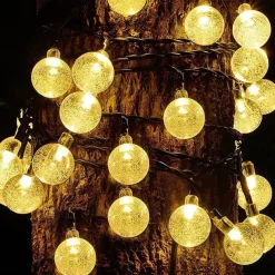 7m Solar String Lights 50 LEDs, EL 5mm, Warm White/Cold White/Blue, Solar-Powered Holiday Party Lights with Mounting Bracket for Christmas, Weddings, and Outdoor Events