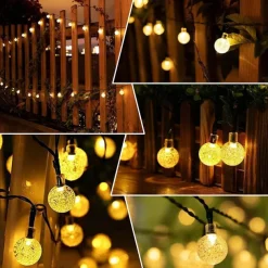 7m Solar String Lights 50 LEDs, EL 5mm, Warm White/Cold White/Blue, Solar-Powered Holiday Party Lights with Mounting Bracket for Christmas, Weddings, and Outdoor Events