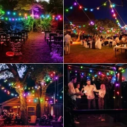 7m Solar String Lights 50 LEDs, EL 5mm, Warm White/Cold White/Blue, Solar-Powered Holiday Party Lights with Mounting Bracket for Christmas, Weddings, and Outdoor Events