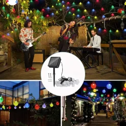 7m Solar String Lights 50 LEDs, EL 5mm, Warm White/Cold White/Blue, Solar-Powered Holiday Party Lights with Mounting Bracket for Christmas, Weddings, and Outdoor Events