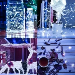 2M Solar String Lights, 20 LEDs Wine Bottle String Lights, Warm White, RGB and Waterproof for Christmas & Wedding Decorations 5pcs Set