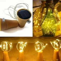 2M Solar String Lights, 20 LEDs Wine Bottle String Lights, Warm White, RGB and Waterproof for Christmas & Wedding Decorations 5pcs Set