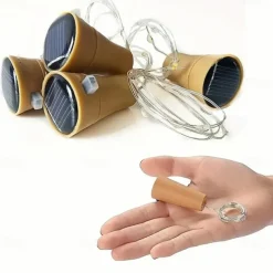 2M Solar String Lights, 20 LEDs Wine Bottle String Lights, Warm White, RGB and Waterproof for Christmas & Wedding Decorations 5pcs Set