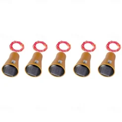 2M Solar String Lights, 20 LEDs Wine Bottle String Lights, Warm White, RGB and Waterproof for Christmas & Wedding Decorations 5pcs Set