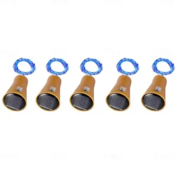 2M Solar String Lights, 20 LEDs Wine Bottle String Lights, Warm White, RGB and Waterproof for Christmas & Wedding Decorations 5pcs Set