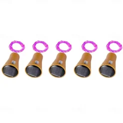 2M Solar String Lights, 20 LEDs Wine Bottle String Lights, Warm White, RGB and Waterproof for Christmas & Wedding Decorations 5pcs Set